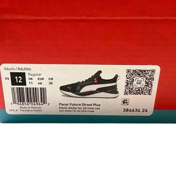Puma Running Shoes Sneakers Men 12 Black White Pacer Future Street Plus NEW